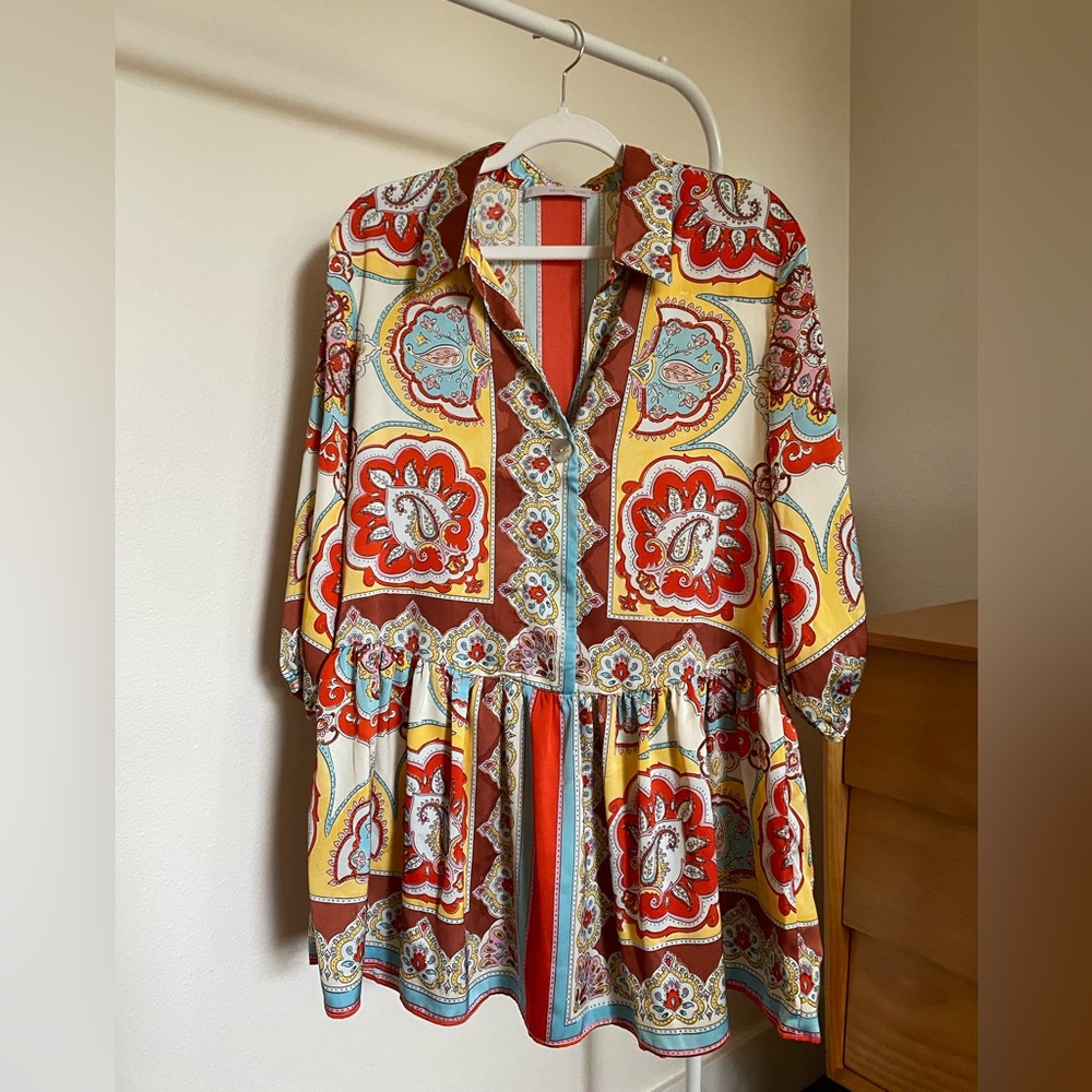 Mango Printed Satin Dress